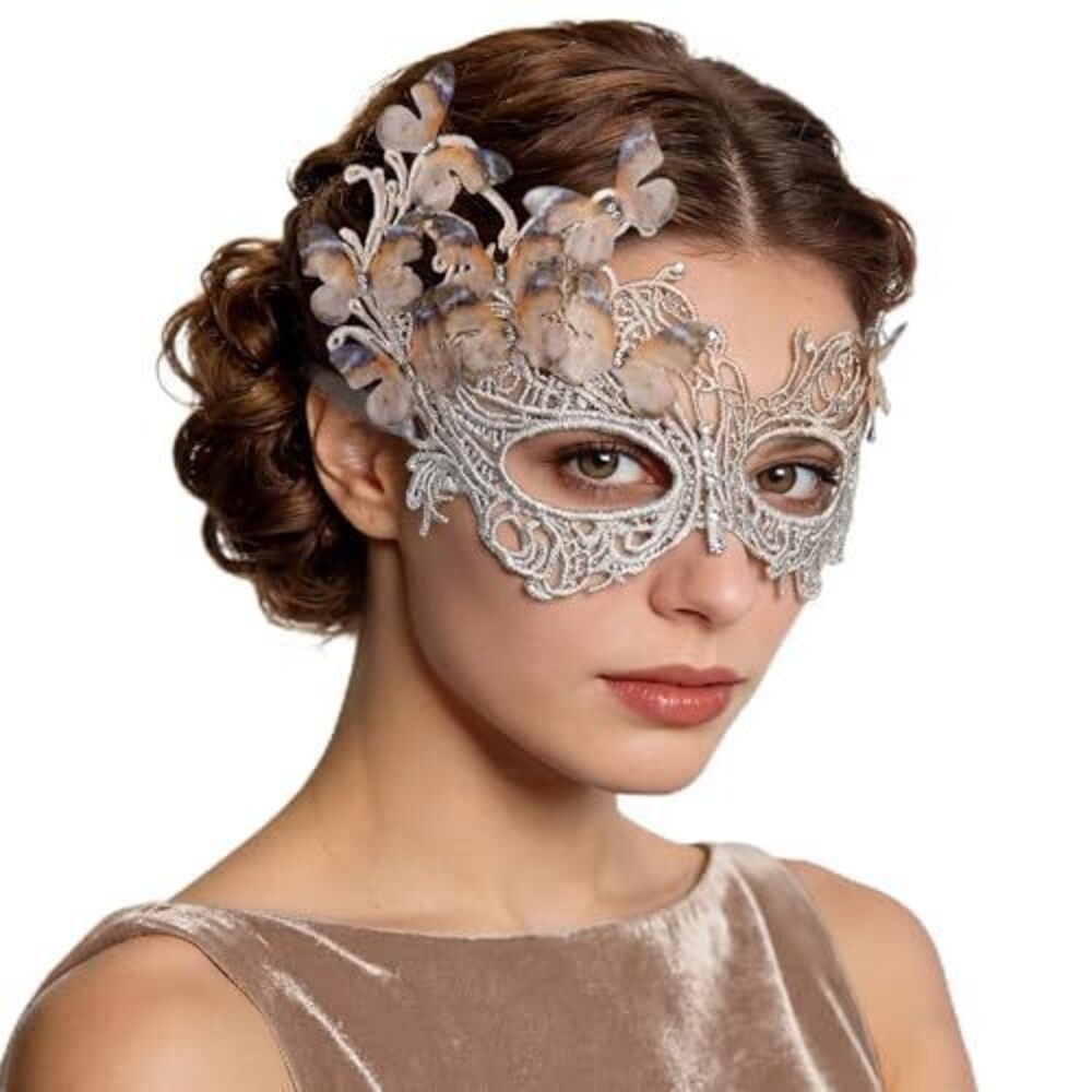 4617 Elegant Butterfly Feather Mask , Mardi Gras Masquerade Ball, Venetian